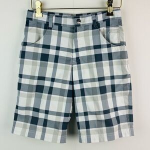 Nike Golf boys White blue gray white plaid performance dri-fit short size small